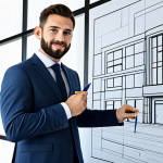 **

"A professional architect, fully clothed in a tailored business suit, stands in front of a modern building blueprint, holding a pen, safe for work, appropriate content, perfect anatomy, correct proportions, natural pose, professional attire, modern architectural office, well-formed hands, proper finger count, natural body proportions, family-friendly, realistic rendering, high resolution."

**