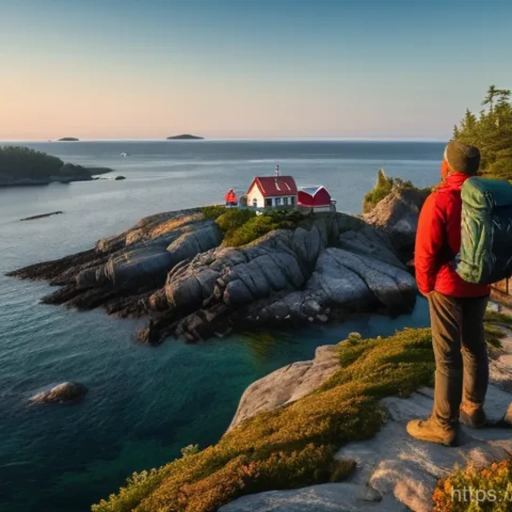 핀란드 산악 등반 및 하이킹 명소 - **Image Prompt: Serene Archipelago Coastal Hike at Sunset**
"A lone hiker, wearing practical and...