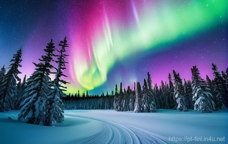 핀란드 극야 경험 후기 - **Prompt 1: Ethereal Aurora Borealis Dance**
A breathtaking wide-angle shot of a vibrant aurora ...