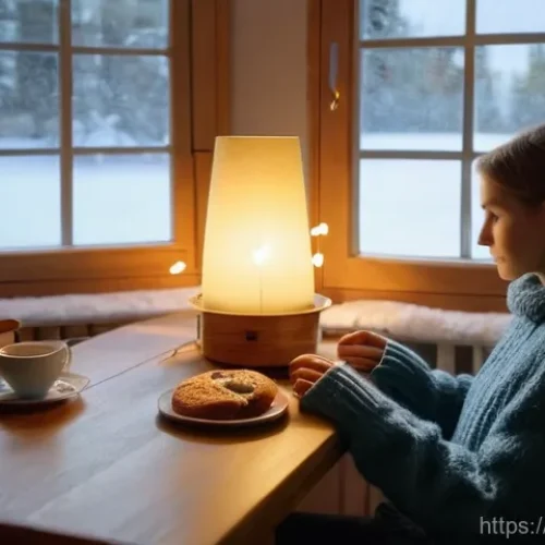 핀란드 커피 소비량 세계 1위 이유 - **Prompt:** "A cozy and warm Finnish home interior during a serene winter morning. A person, dressed...