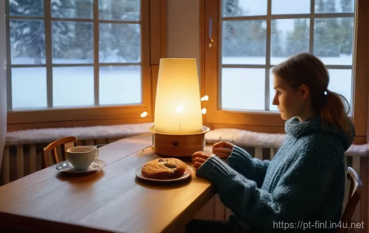 핀란드 커피 소비량 세계 1위 이유 - **Prompt:** "A cozy and warm Finnish home interior during a serene winter morning. A person, dressed...